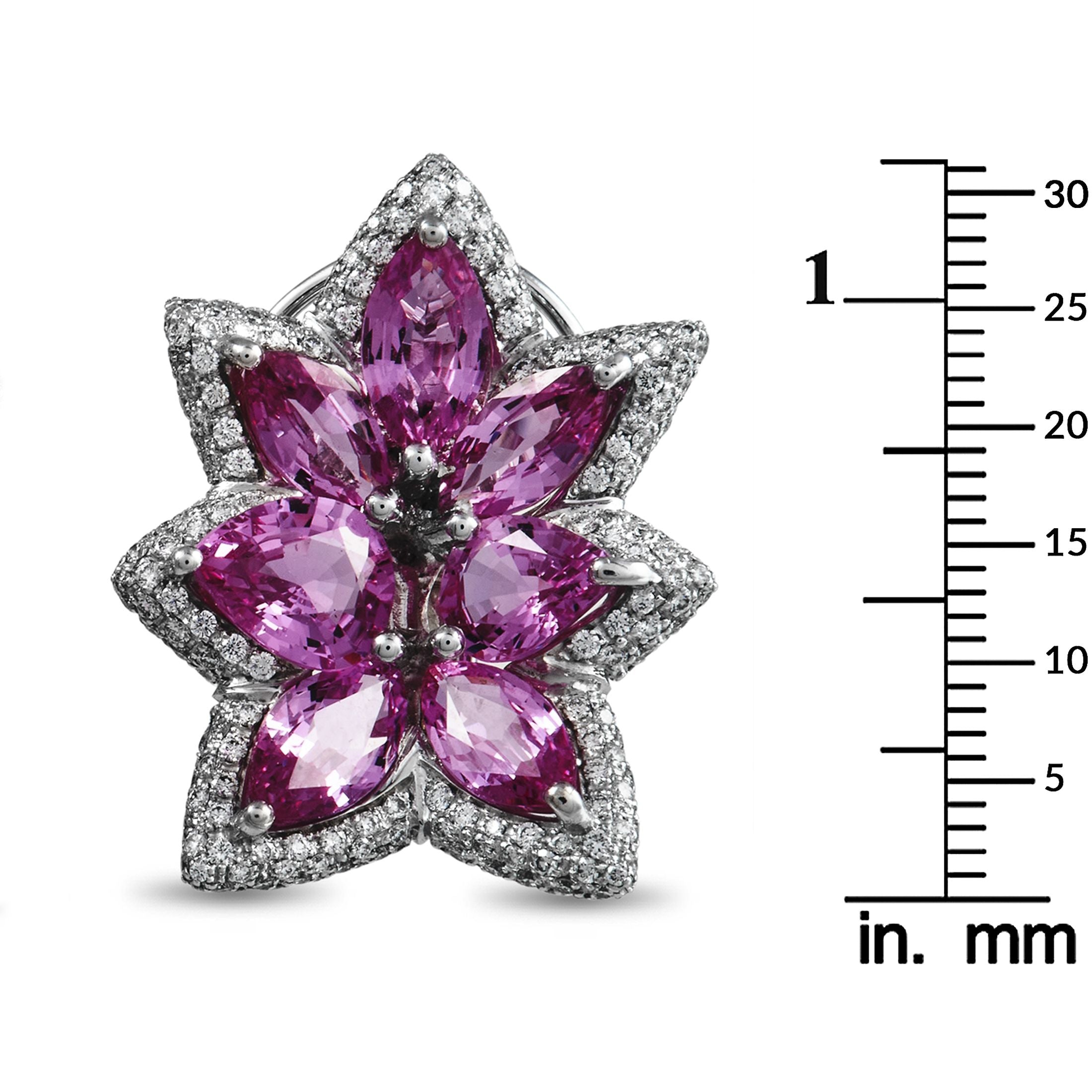 de Grisogono18K White Gold 1.94 ct Diamond and Pink Sapphire Earrings