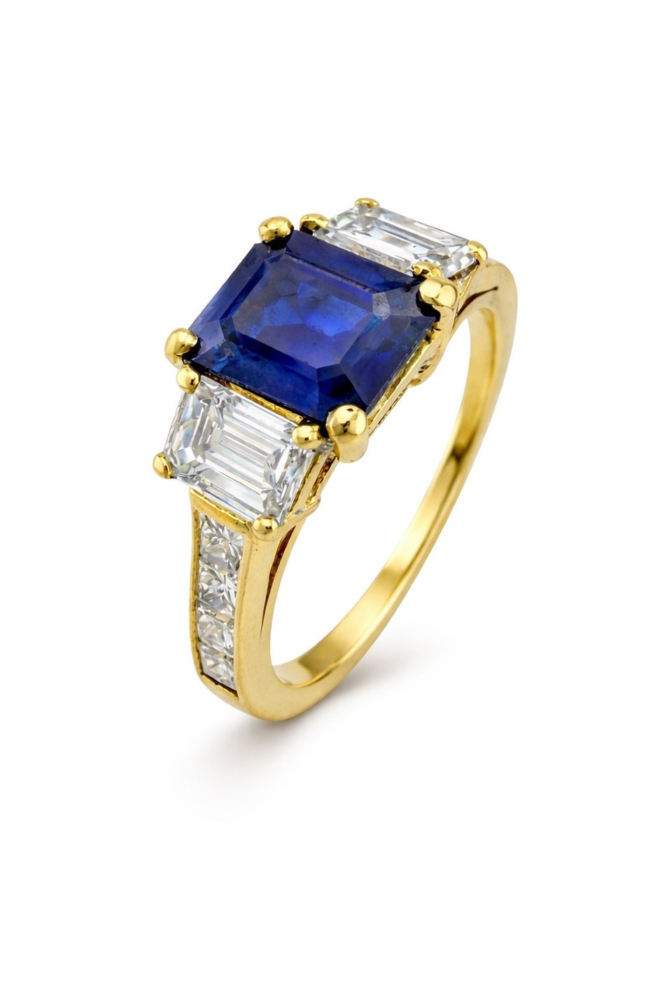18K Yellow Gold 1.25ct Sapphire and 1.0ct Diamond Ring