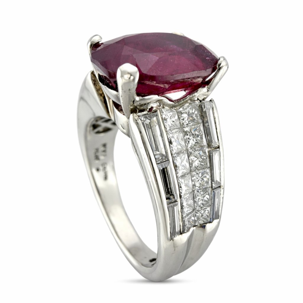 Platinum 3.5ct Ruby and 1.1ct Diamond Ring