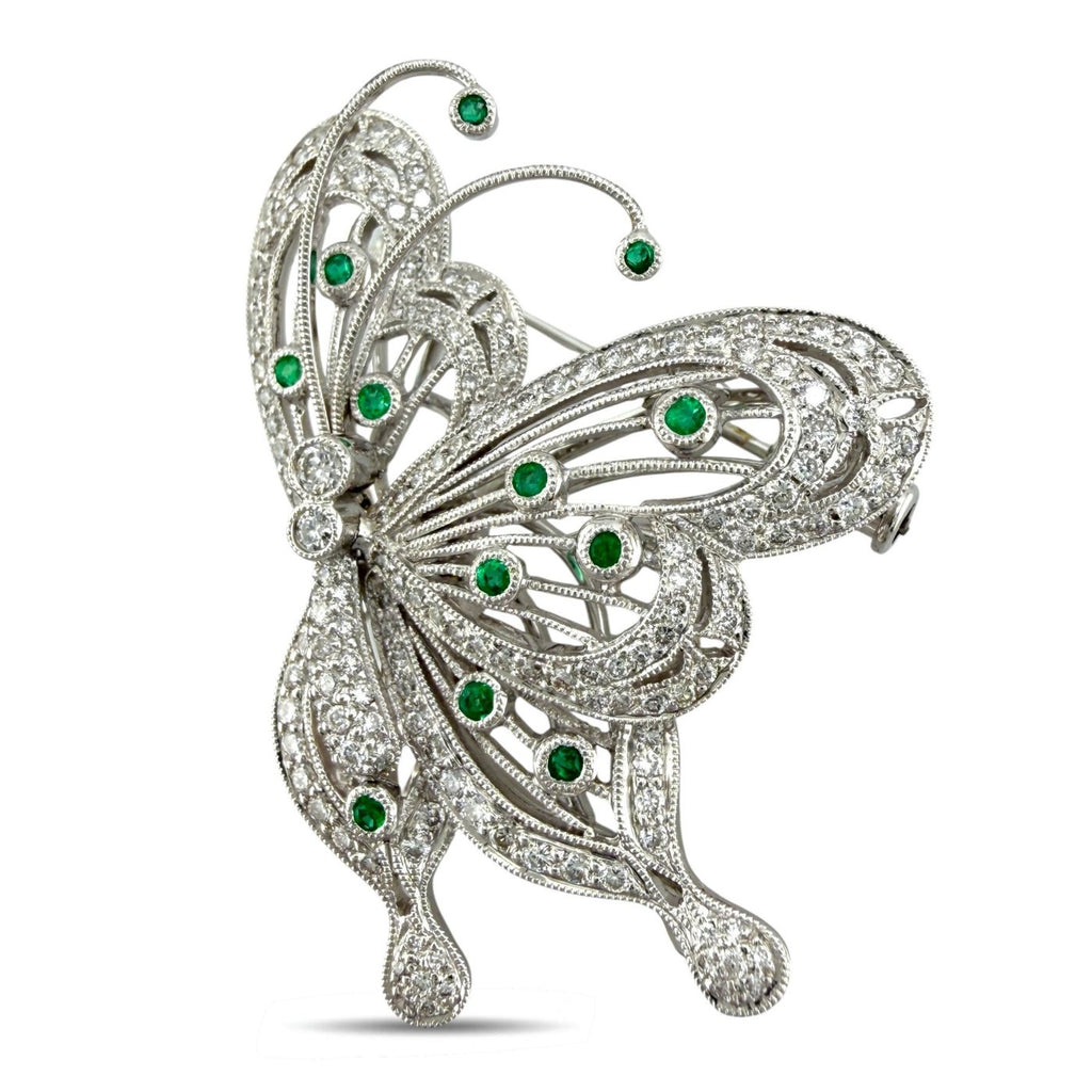 18K White Gold 1.0ct Diamond Movable Butterfly Brooch