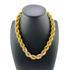 18K Yellow Gold Interwoven Rope Design 1.5ct Diamond Necklace