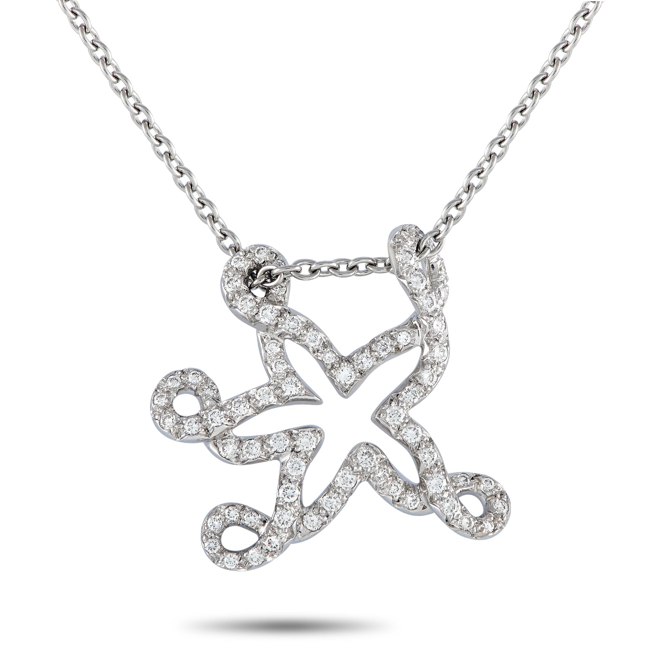 Dior18K White Gold 0.65ct Diamond Starfish Necklace – With its whimsical silhouette and captivating yet elegant sparkle, this