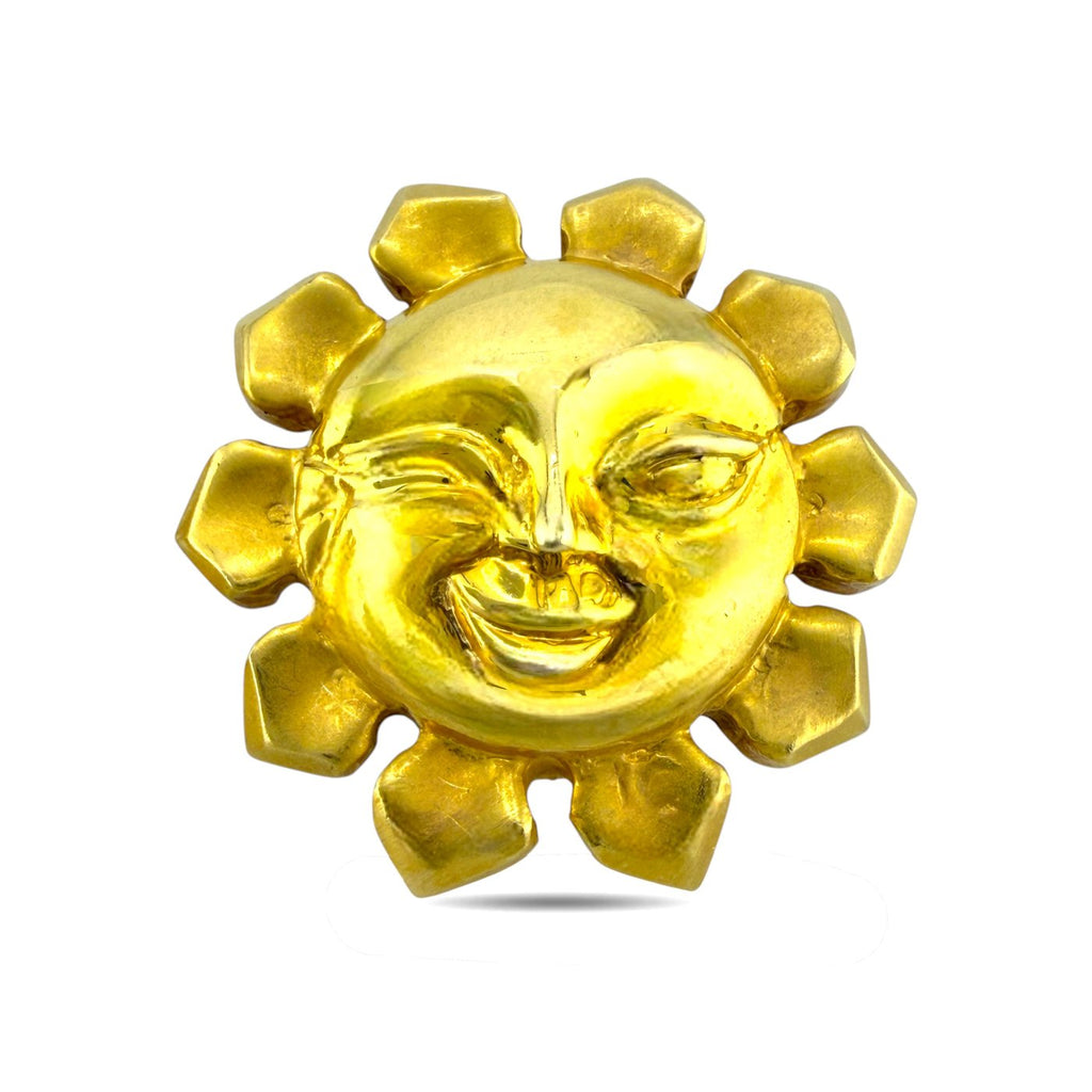 14K Yellow Gold Sun and Moon Sculpted Earrings
