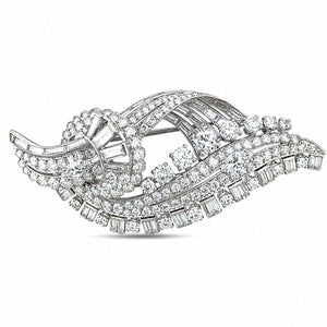 Large Vintage Platinum 10.00ct Diamond Brooch