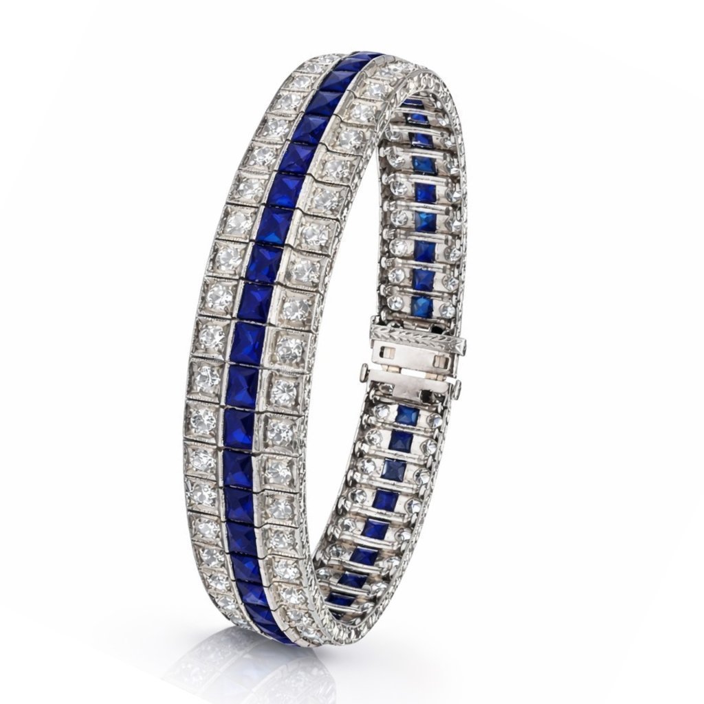 Art Deco Platinum and 7ct Diamond Bracelet Circa 1930s