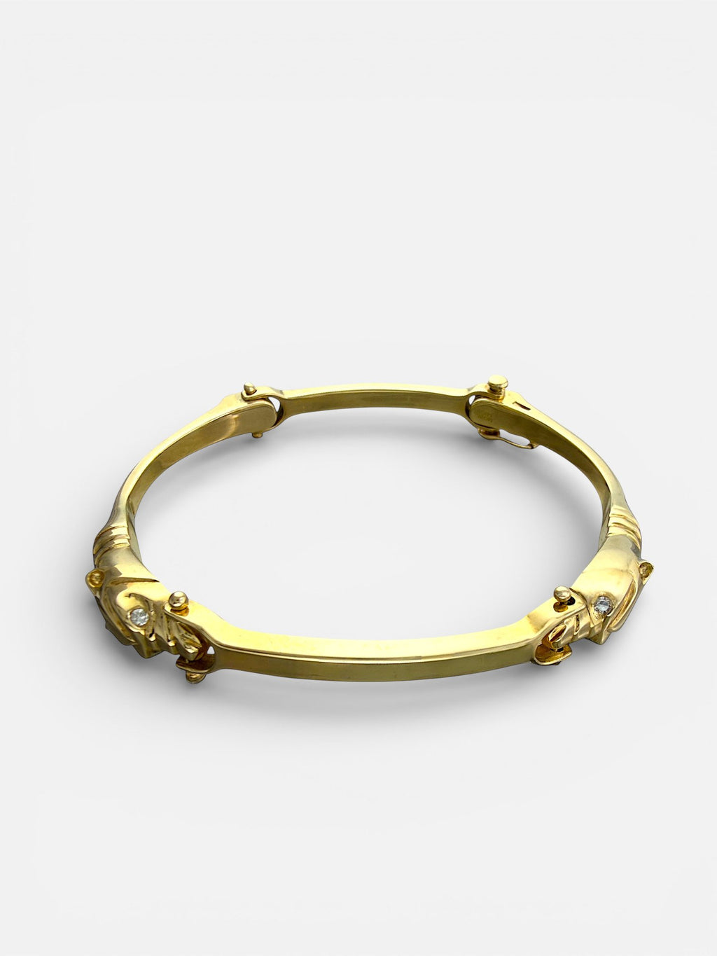 14K Yellow Gold 0.12ct Diamond Cheetah Head Link Bracelet