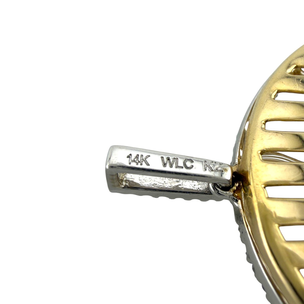 14K White and Yellow Gold Diamond Circle Pendant