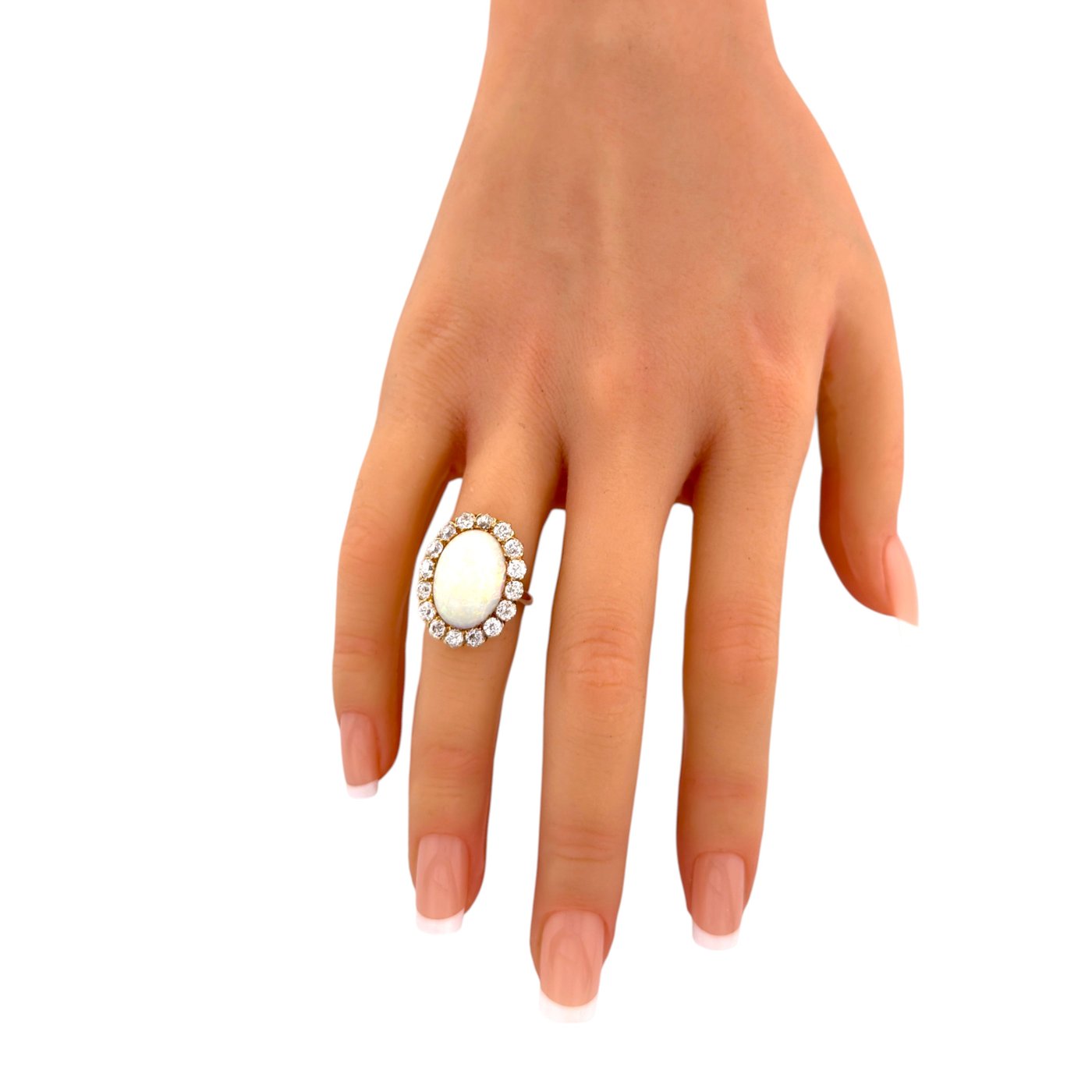 10K Yellow Gold Opal and 1.6ct Diamond Ring