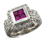 18K White Gold 0.32ct Ruby and 0.9ct Diamond Ring