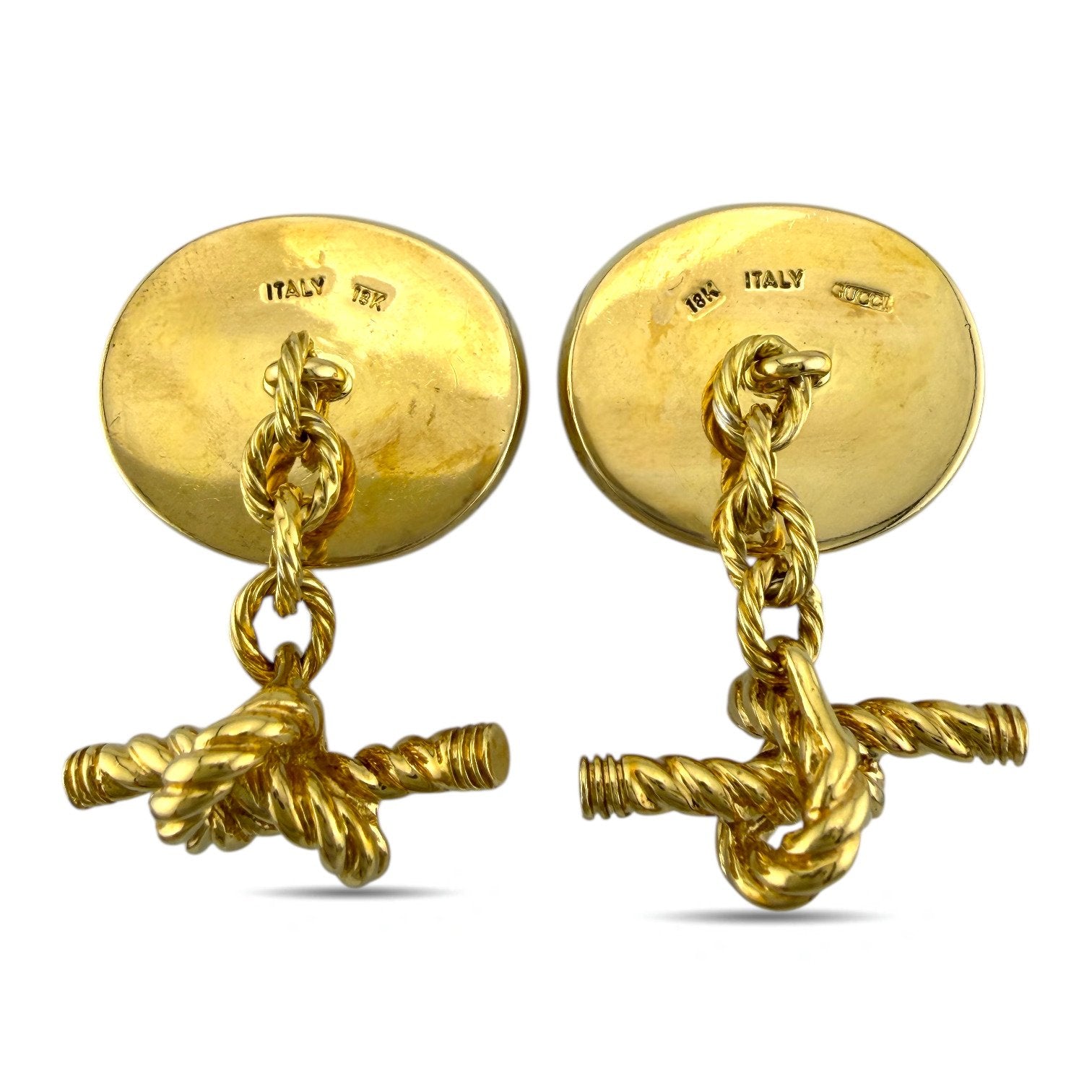 Gucci - Cufflinks - 18 kt. Yellow gold, Exclusive Gucci Vintage 18K Yellow Gold 2.40ct Cabochon Sapphire Cufflinks -  2.40ct. tw. Sapphire