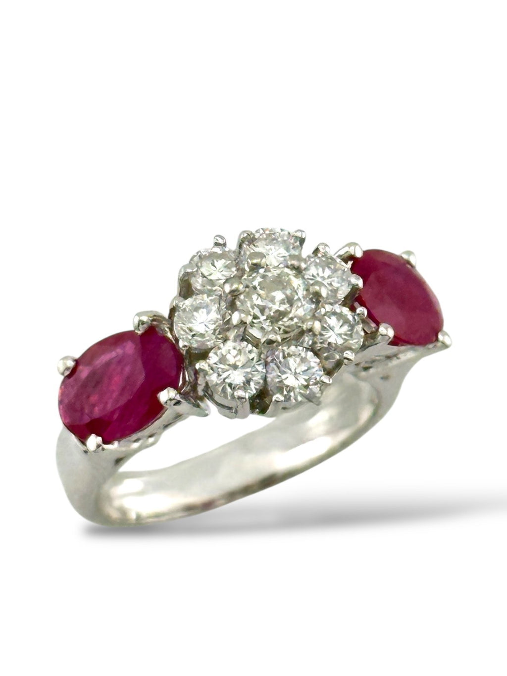 Platinum Ring with 5.1ct of Rubies and 1.01ct of Diamonds