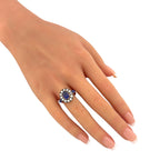 K. Faberge Imperial Russian 56K Rose Gold 1.00ct Diamond and 1.90ct Sapphire Ring