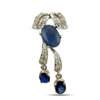 14K White Gold 9.20ct Sapphire and 1.90ct Diamond Necklace and Earring Set