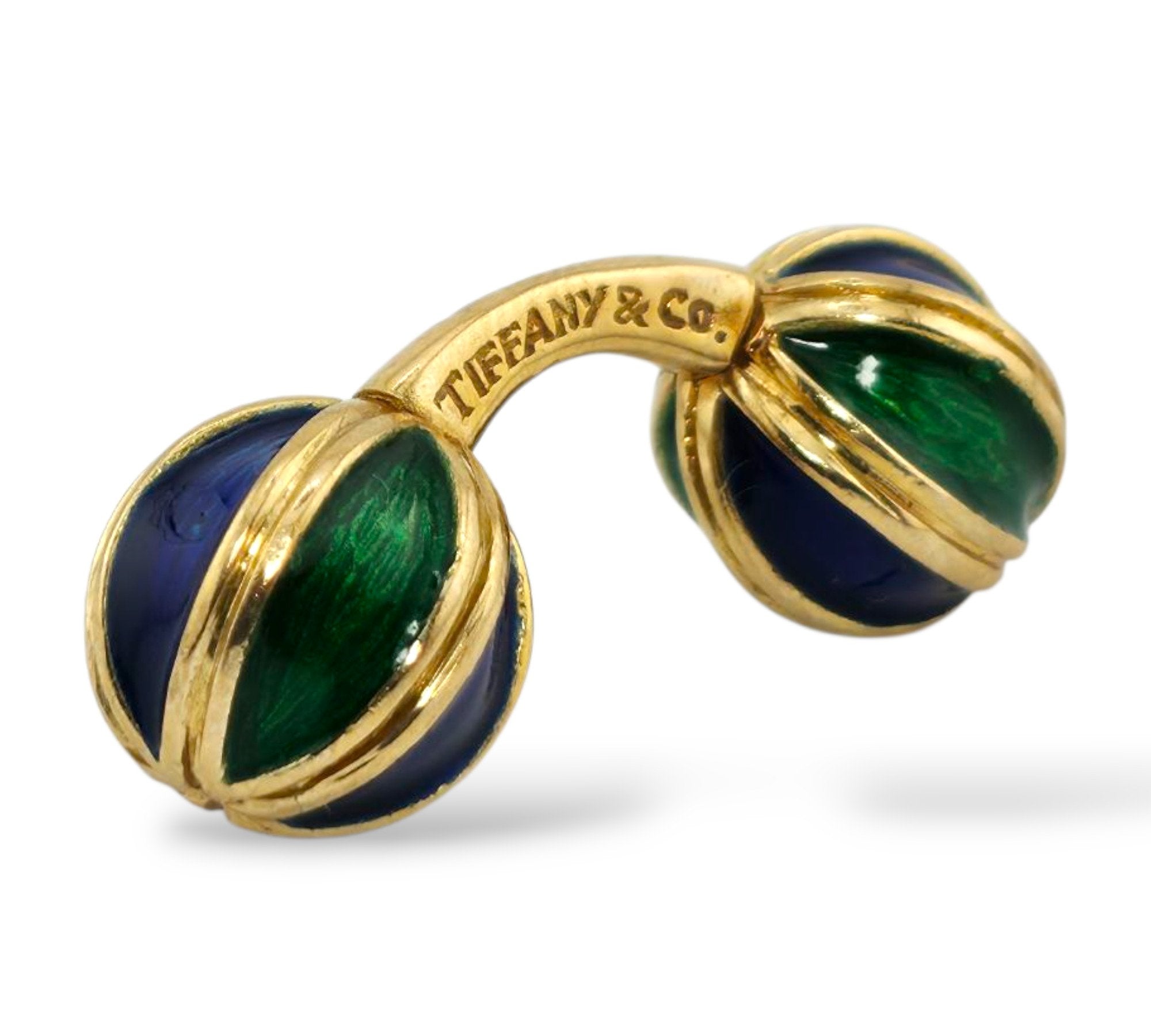 Tiffany & Co. - Cufflinks - 18 kt. Yellow gold,  Rare Tiffany & Co. 18K Gold & Enamel Cufflinks