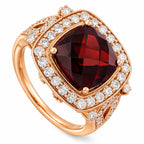 LE VIAN 14K Rose Gold 1.01ct Diamond and 6.0ct Garnet Ring
