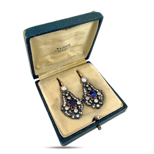 Feodor Lorie Imperial Russian 56 Rose Gold 4.00ct Diamond and 2.40ct Sapphire Dangle