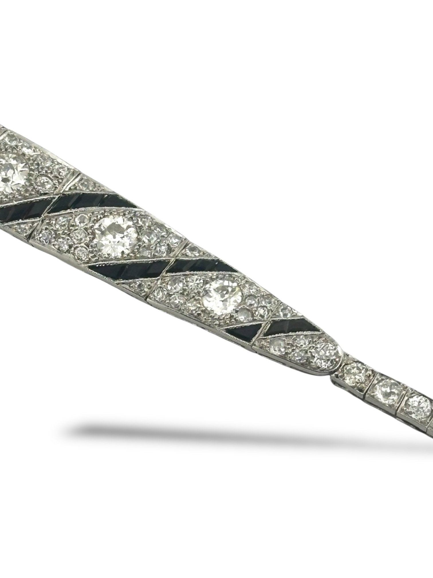 18K White Gold Art Deco 6ct Diamond Bracelet