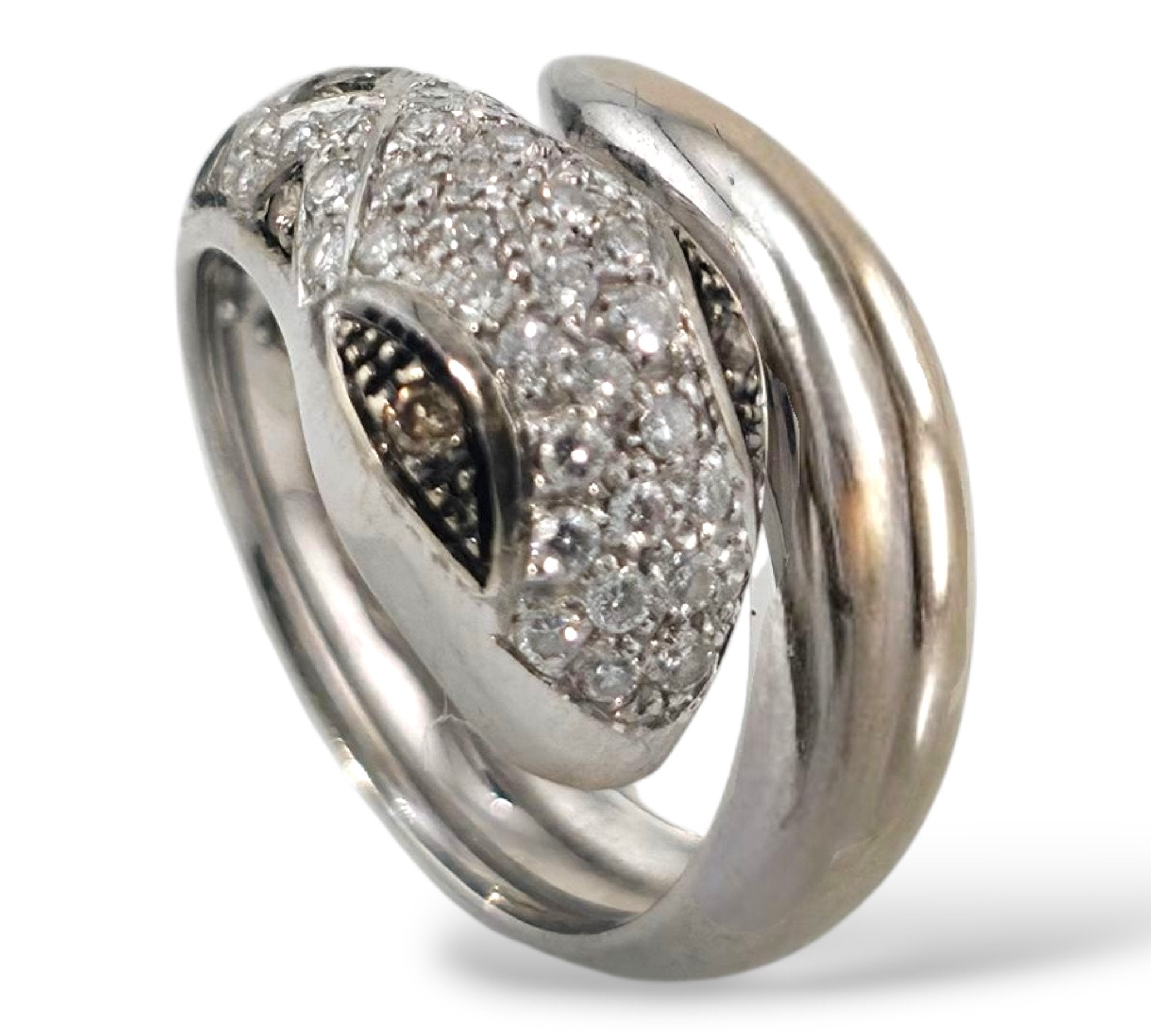 Serpentine Viper 18K White Gold 1ct Diamond Wrap Ring
