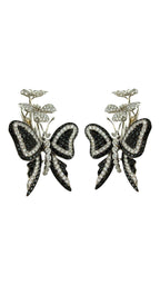 18K White Gold and 1.64ct Diamond Butterfly Flower Earrings