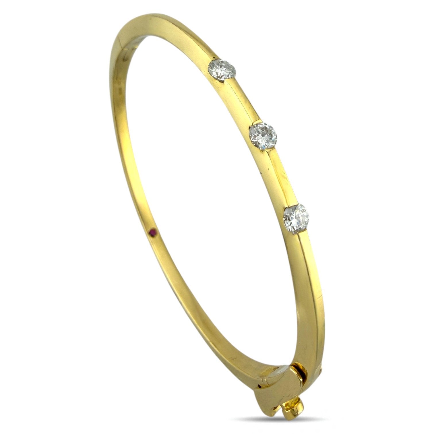 Roberto Coin 18K Yellow Gold 0.45ct Diamond and Ruby Hinged Bracelet