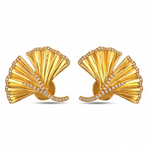 18K Rose Gold 0.66ct Diamond Ginkgo Leaf Earrings