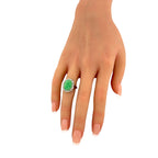 14K Yellow Gold 5.25ct Jade and 0.55ct Diamond Halo Ring