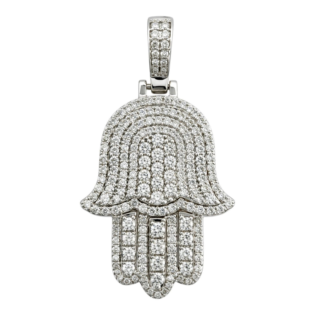 14K White Gold 1.4ct Diamond Hamsa Hand Pendant