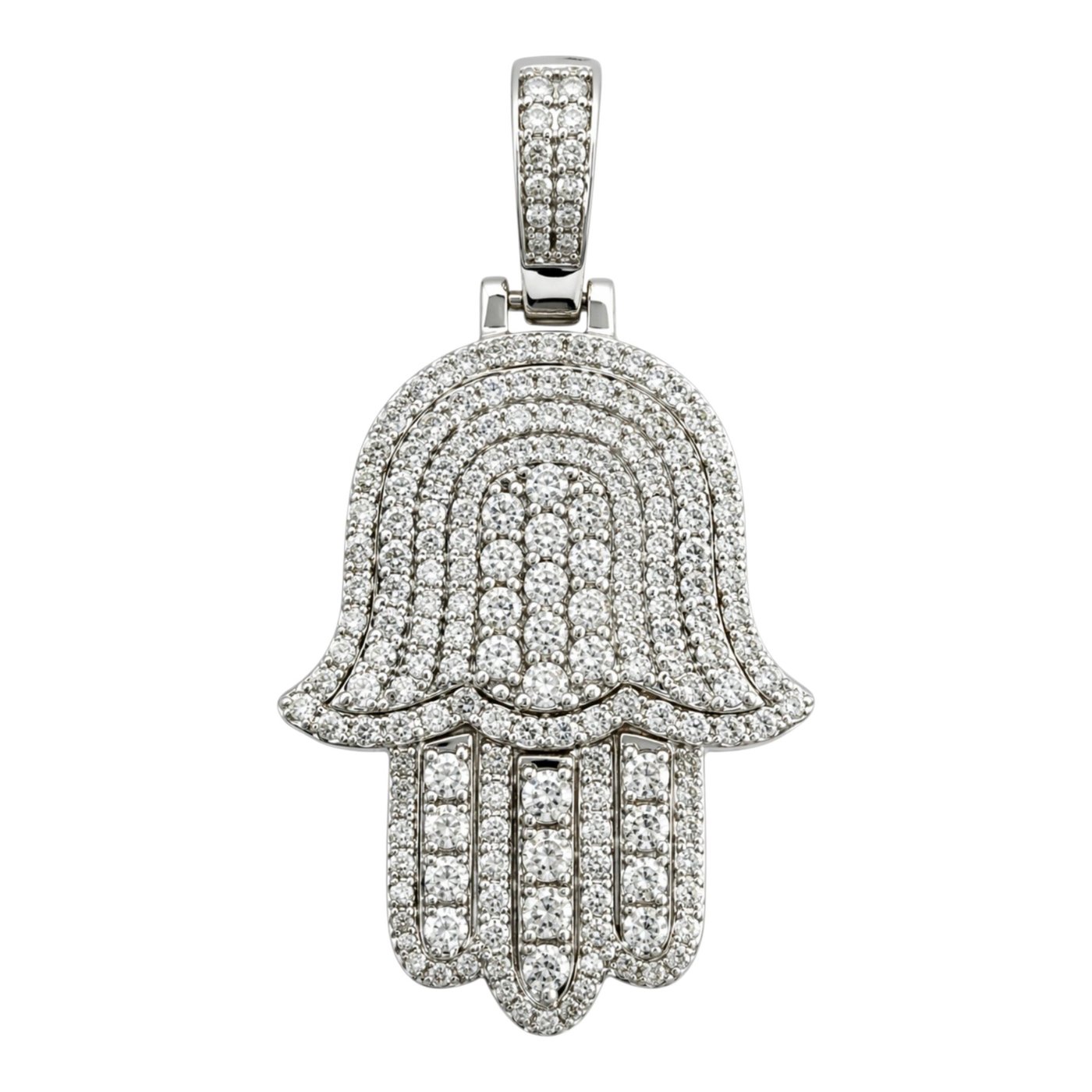 14K White Gold 1.4ct Diamond Hamsa Hand Pendant