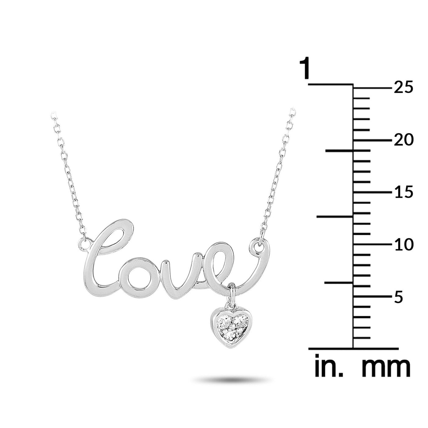 14K White Gold and Diamond Love Pendant Necklace
