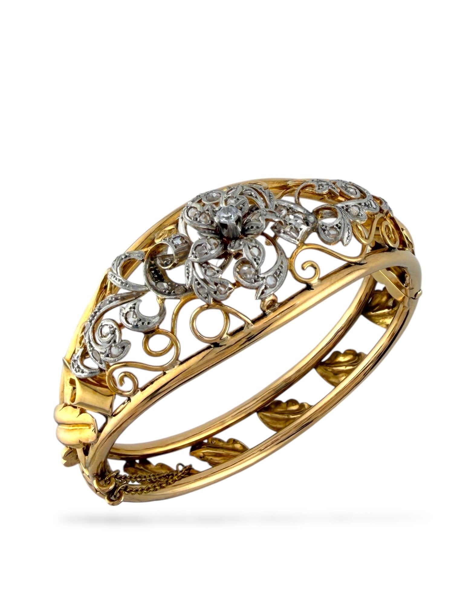 18 kt. Yellow gold, Antique Victorian 18K Yellow Gold and 1.01ct Diamond Bracelet 30 Gr -  1.01ct. tw. Diamond (Natural)