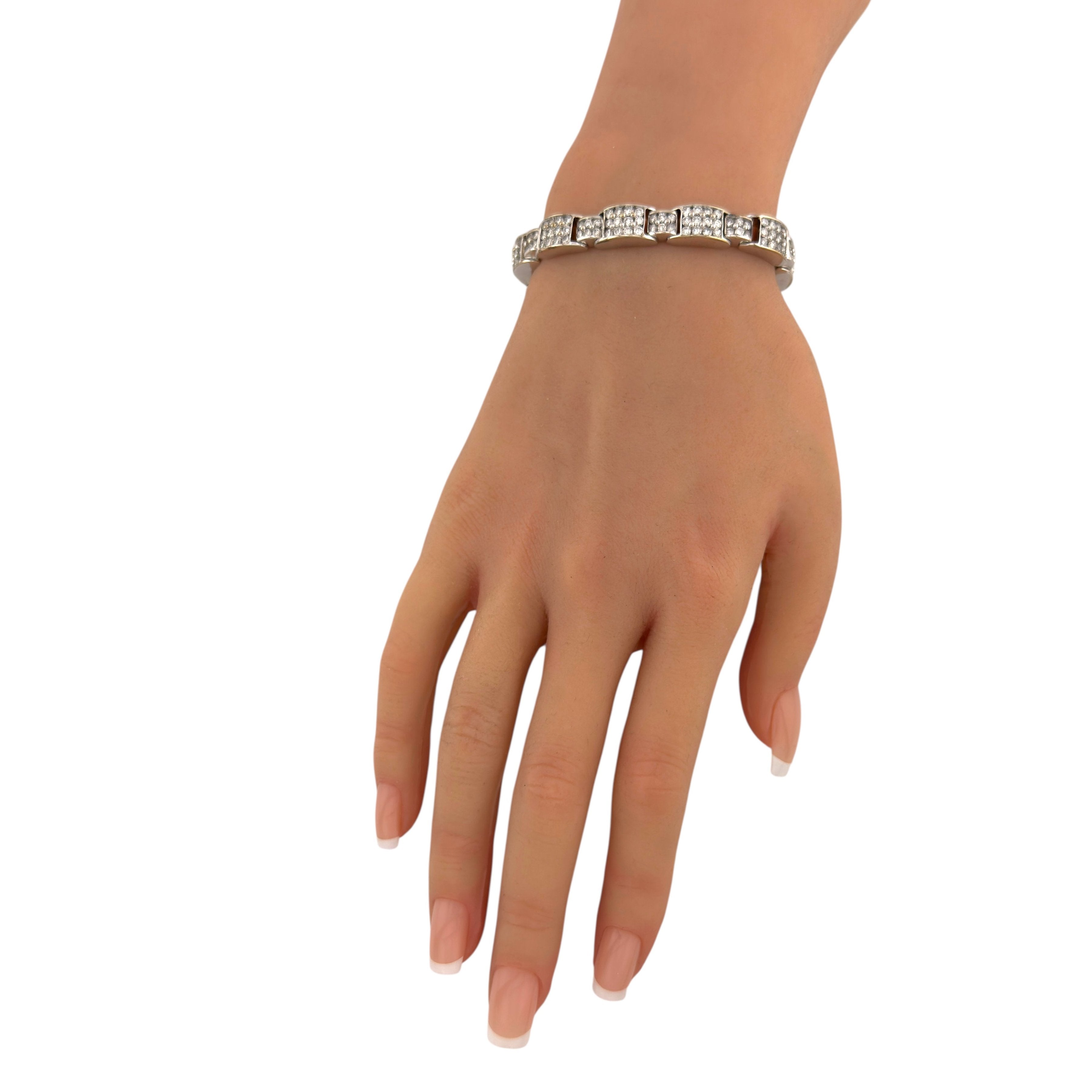 14 kt. Exclusive 14K White Gold 5.94ct Diamond Link Bracelet, White gold -  5.94ct. tw. Diamond