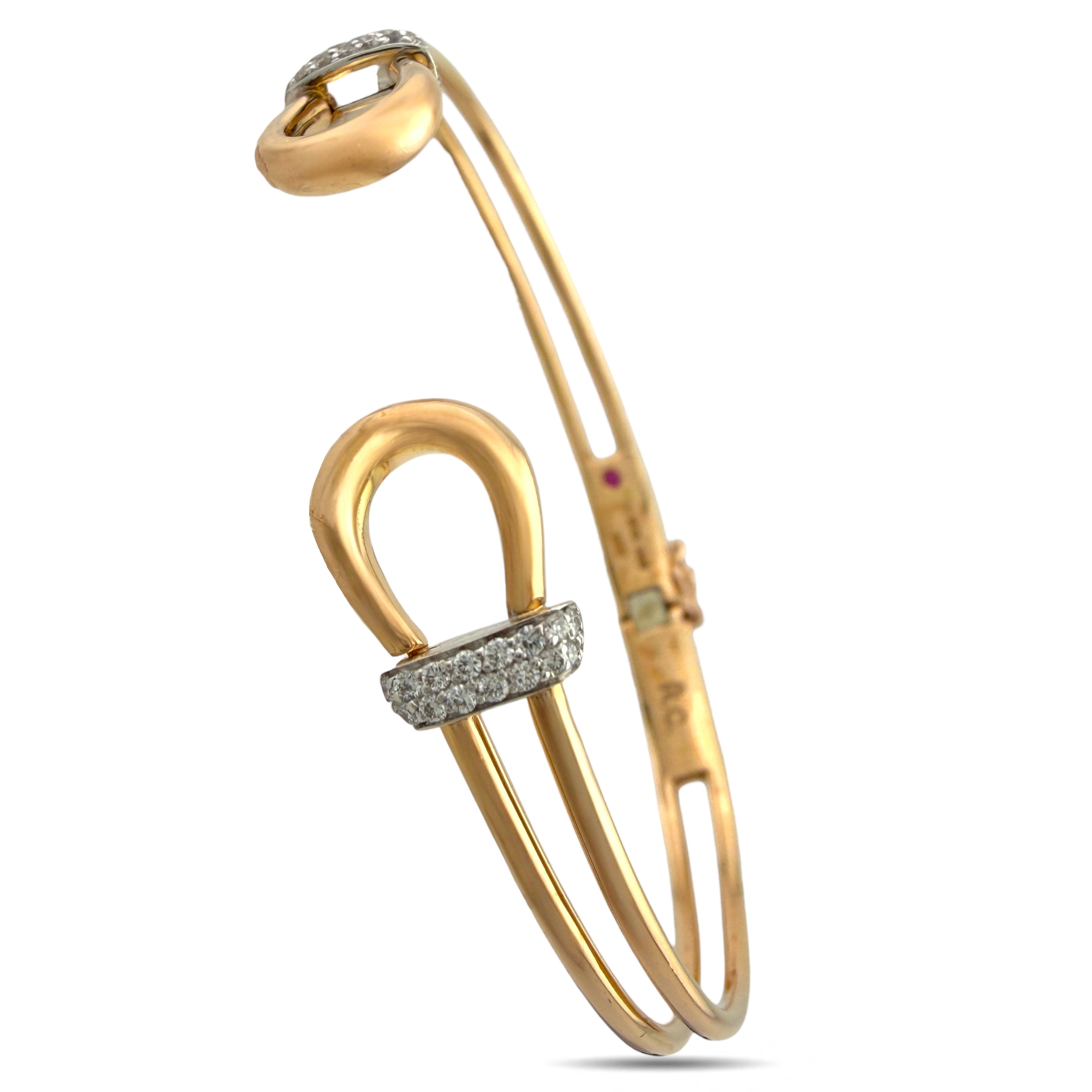 Roberto Coin - 18 kt. Rose gold, Exclusive 18K Rose Gold Roberto Coin 0.17ct Diamond Hinged  0.17ct. tw. Diamond (Natural)