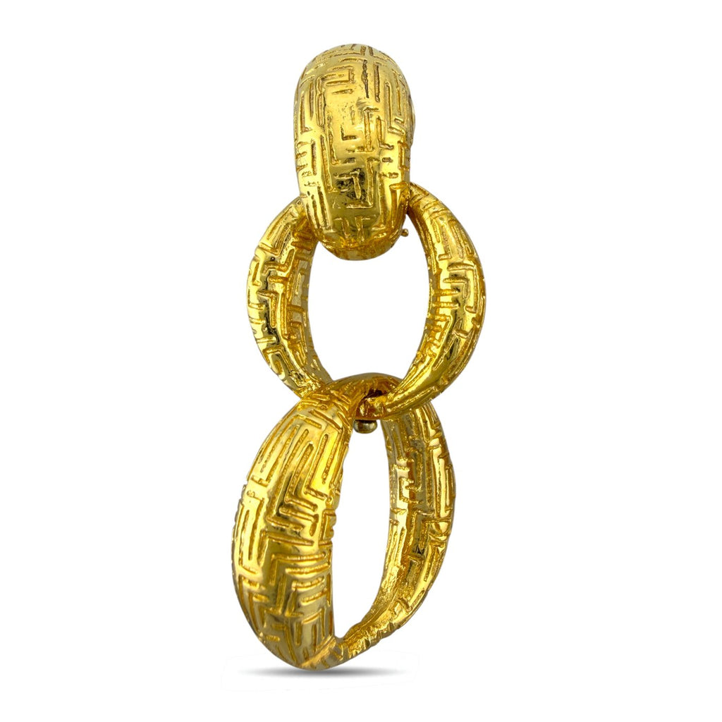 18K Yellow Gold Carved Drop Earrings