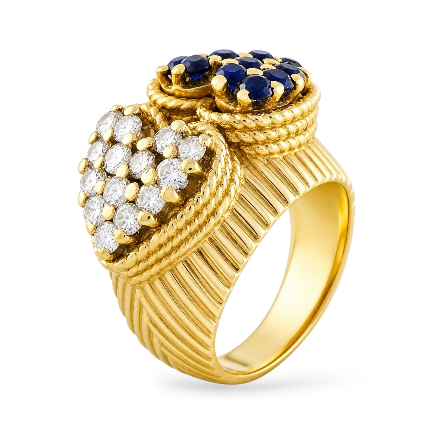 18K Yellow Gold 0.50ct Diamond and Sapphire Ring