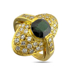 18K Yellow Gold 1.25ct Green Tourmaline and 0.6ct Diamond Ring