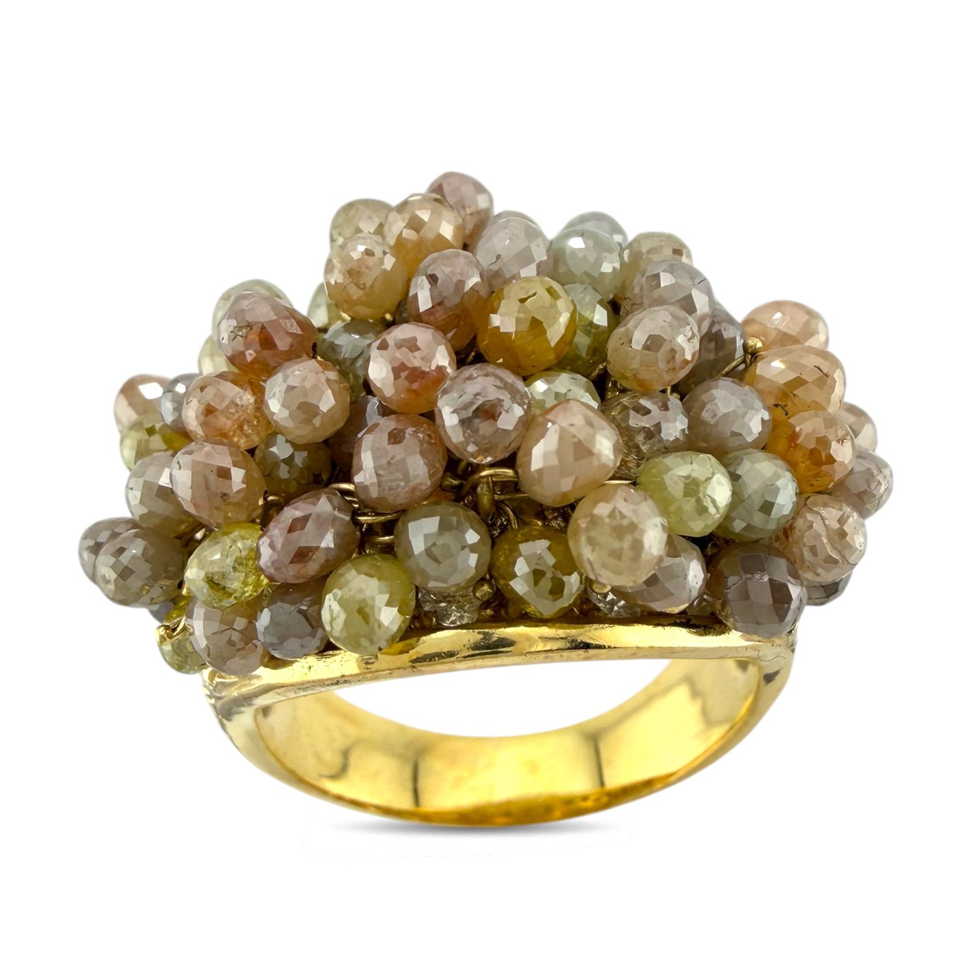 18K Yellow Gold 1.01ct Diamond and Multi Gem Cocktail Ring