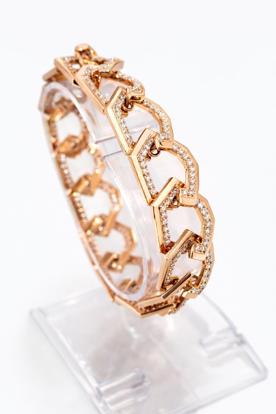 18K Gold Natural Diamond Link Bracelet – Approx. 3.55ct