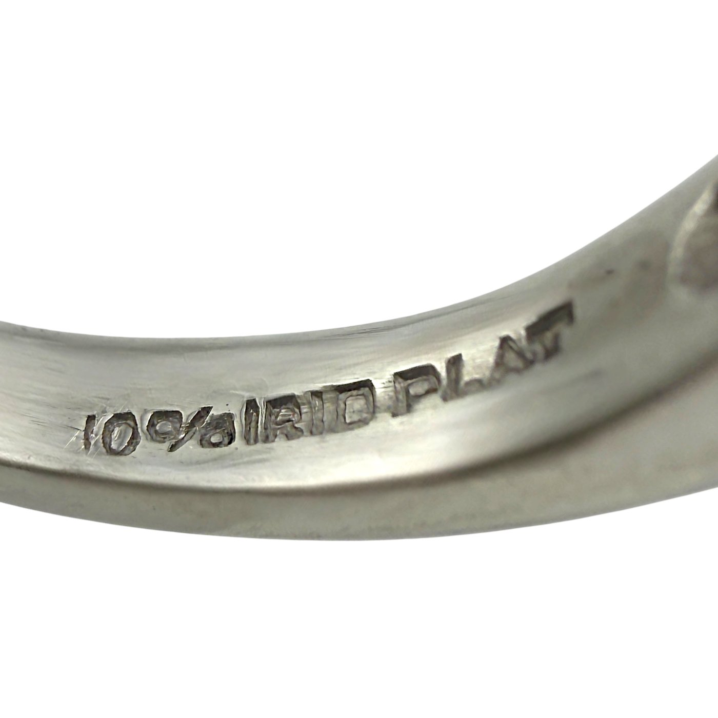 Platinum ring band with engraved carat markings and 'Platinum' text, smooth polished surface