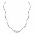 18K white gold diamond crescent link necklace with pavé curved links