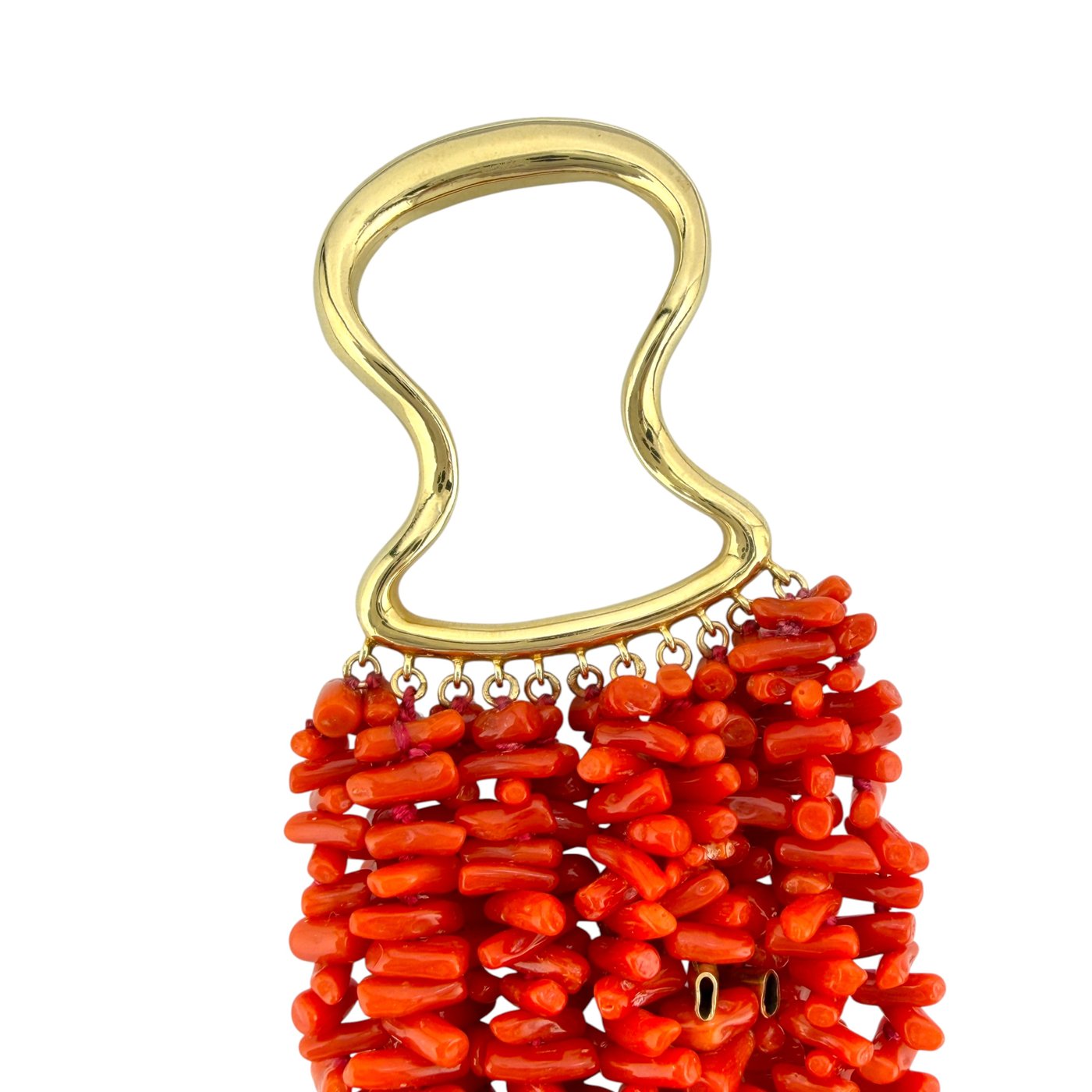 Tambetti 14K Yellow Gold Multi Strand Red Coral Bead Necklace