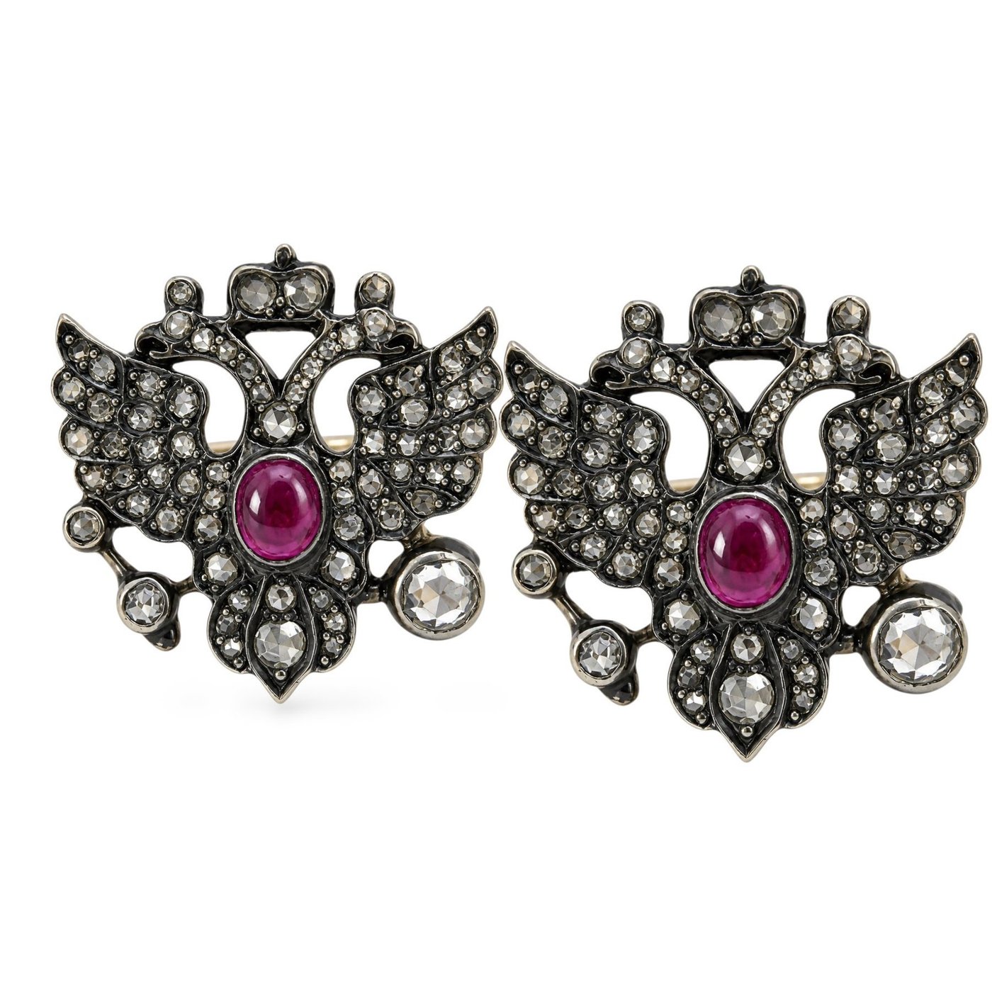 Imperial Russian Jeweled 56K Gold & Diamond Presentation Imperial Cufflinks