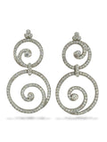 Diamond double-circle drop earrings with swirl motifs and beaded edges