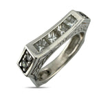 14K White Gold Square Sculptural 0.75ct Diamond Ring