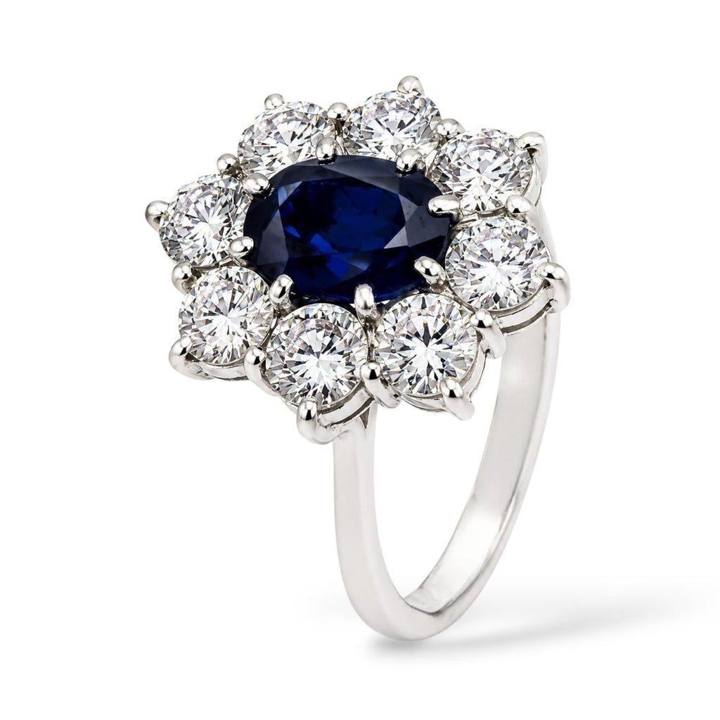18K White Gold Ring Diamonds and 2.0ct Sapphire Sapphire