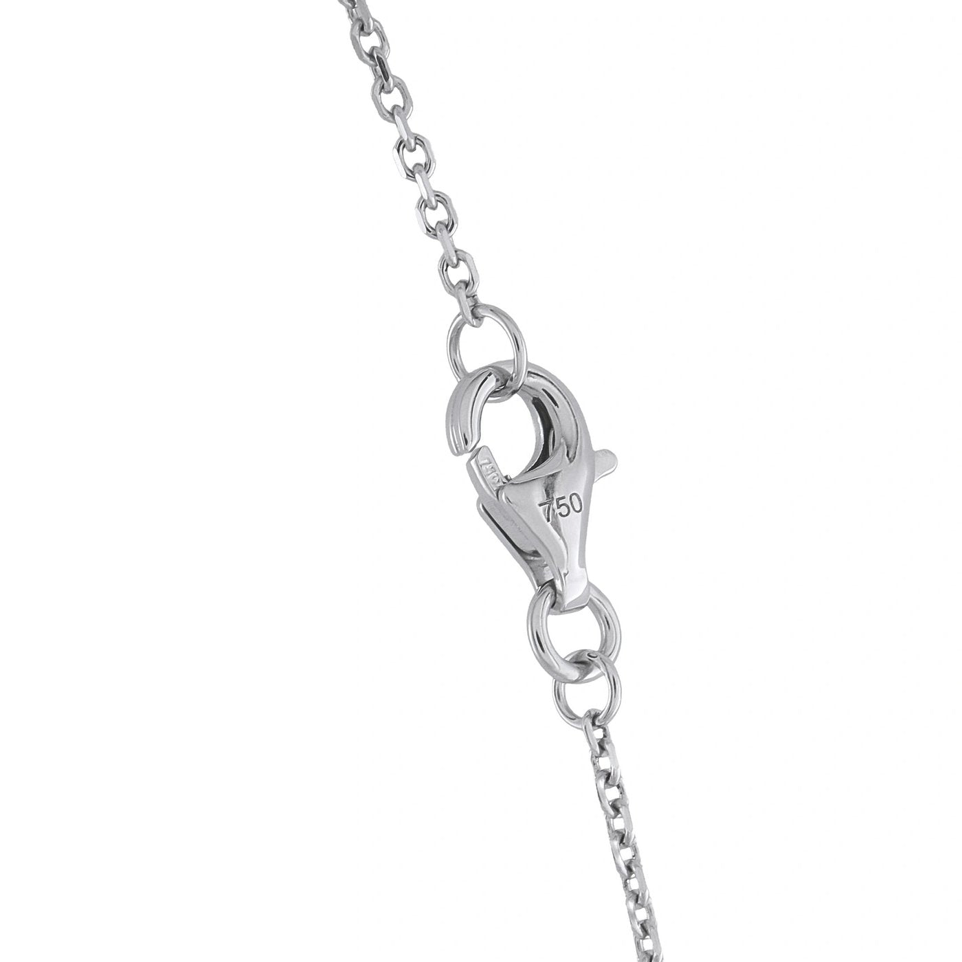 18K white gold necklace chain with lobster clasp and linked connector detail