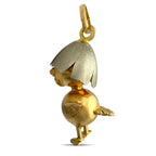 18K Yellow Gold Duck with Helmet Pendant