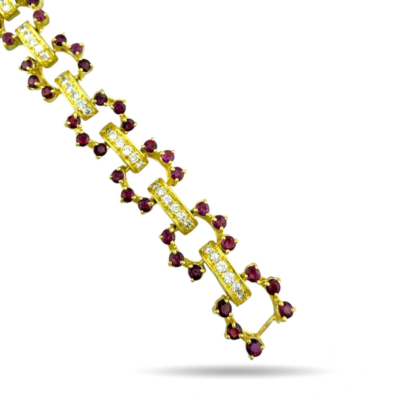 18 kt. Yellow gold, 18K Yellow Gold 2.00ct Diamond and Ruby Bracelet Diamond (Natural)  - Ruby