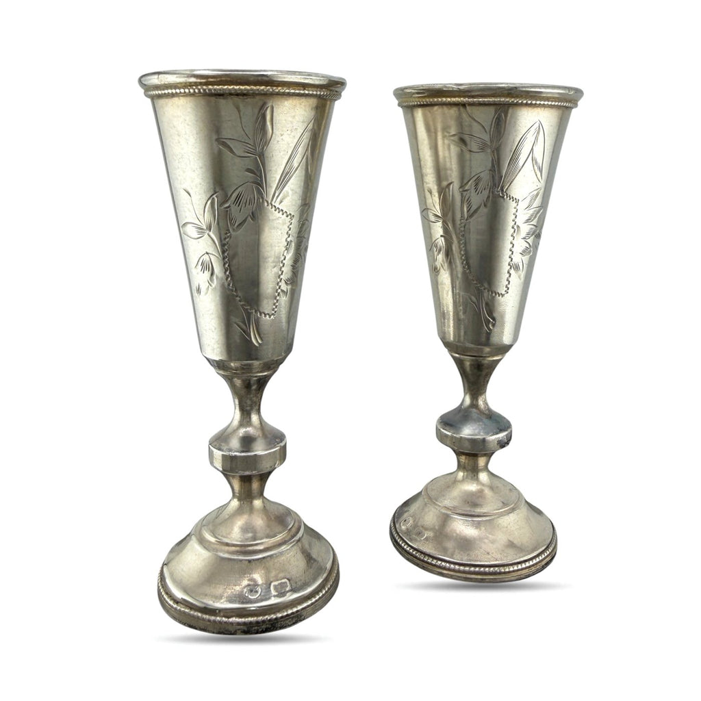 Imperial Russian 84 Zolotnik Silver Pair of Antique Cups