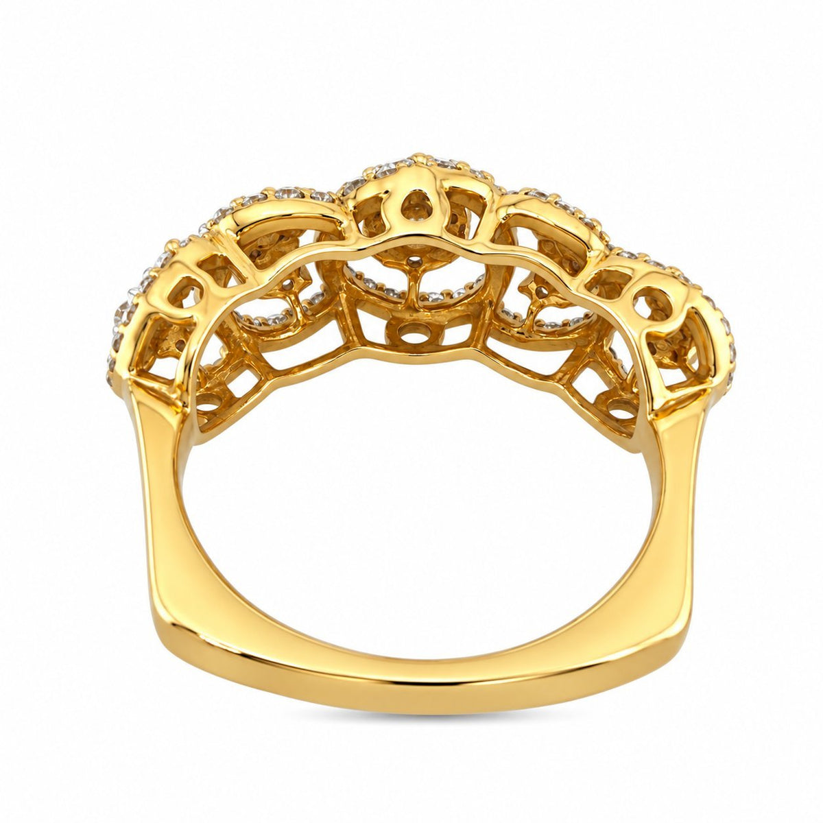 18K rose gold diamond ring open band back view
