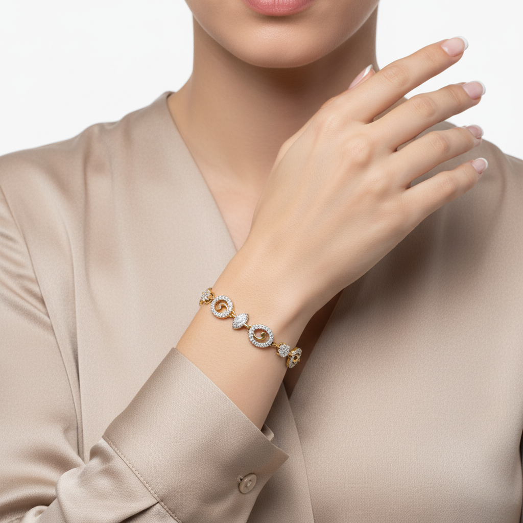 14K Yellow Gold 1.8ct Diamond Oval Link Bracelet